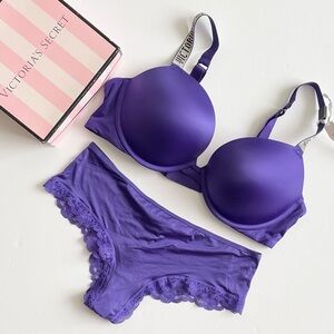 34B SMALL Victoria’s Secret purple bling bra set